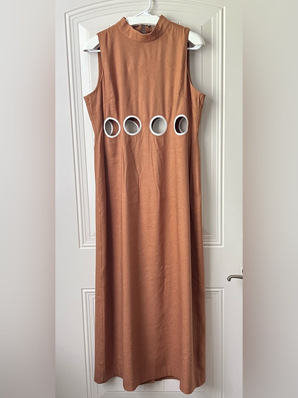 NWT Antonio Melani x M.G. Style Jen Maxi Dress Size 10 Walnut Linen Blend - Picture 2 of 13
